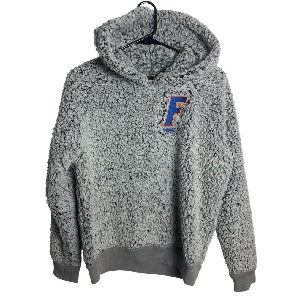 PINK Victoria's Secret Florida Gators Sherpa Hoodie Gray Pullover Size Small UF